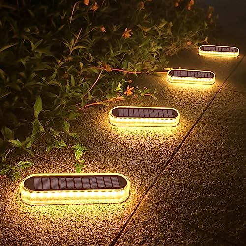 Lacasa Solar Bodenleuchten Aussen, 40LM 4 Stück Solarleuchten für Außen Warmweiß Solarlampen IP68 Wasserdicht LED Wegeleuchten mit Auto ON/OFF Lichtsensor für Garten Rasen Terrasse Hof Auffahrt von Lacasa