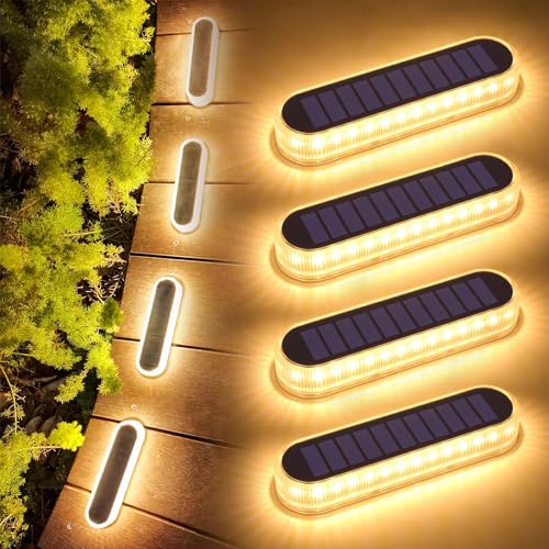 Lacasa Solar Bodenleuchten Aussen, 4 Stück Solarleuchten für Außen Warmweiß 2700K, Solarlampen LED Wegeleuchten mit Auto ON/OFF Lichtsensor für Garten Rasen Terrasse Hof Auffahrt, IP68 Wasserdicht von Lacasa