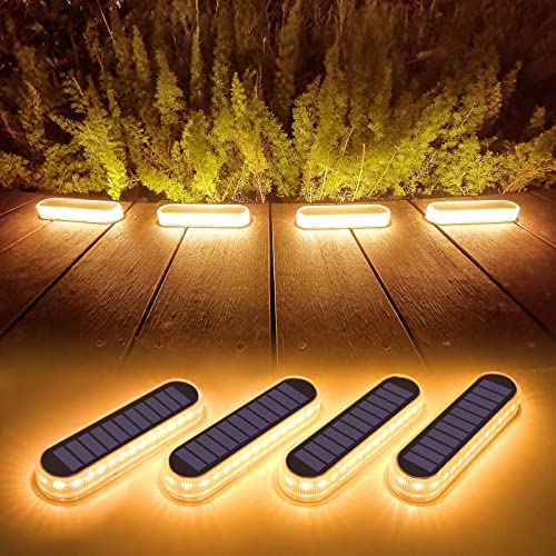 Lacasa Solar Bodenleuchten Aussen Solarleuchte Garten, 40LM LED Stufenleuchte 2700K Warmweiß Treppenlicht Außen Wasserdicht IP68 für Gehweg Weg Treppe, 4 Stück von Lacasa