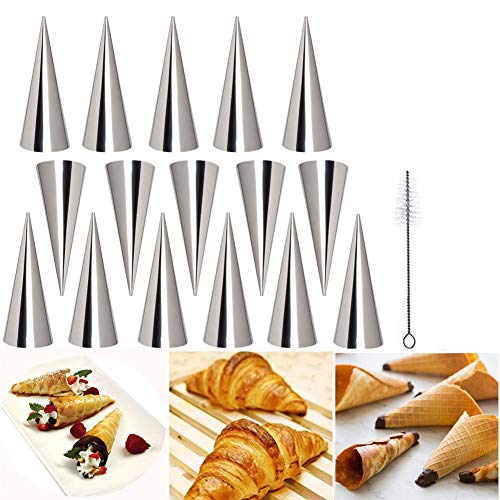 LaceDaisy 16 Stück Backformen aus Edelstahl, konisch, für Cremes, Gebäck, Spirale, Horn, Kuchen, Brot, für Cannoli, Croissant, Blätter, Eiscreme #3 von LaceDaisy