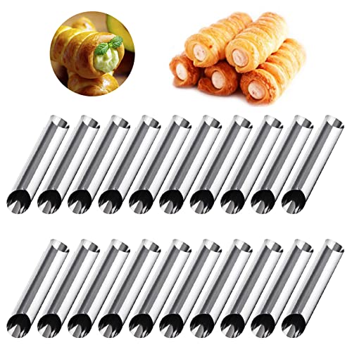 LaceDaisy Sahne Horn Formen 20 stücke Backen Edelstahl Rolle Horn Formen Konische Dänische Gebäck Croissant Kegel Formen Croissant Form Backen Kuchen Form DIY Horn Schimmel (Silber)#4 von LaceDaisy