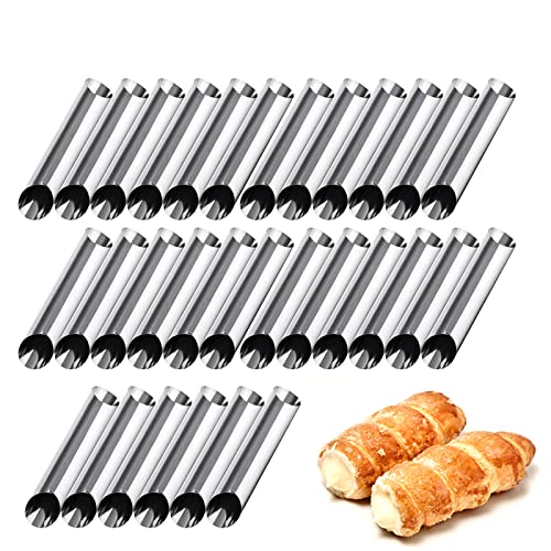 LaceDaisy Sahne Horn Formen 30 stücke Backen Edelstahl Rolle Horn Formen Konische Dänische Gebäck Croissant Kegel Formen Croissant Form Backen Kuchen Form DIY Horn Schimmel (Silber)#5 von LaceDaisy