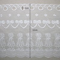 Premium-Qualität 1 Jahr Bestickter Tüll-Spitzen-Fenstervolant-Vorhang Yh773 36"x13" | 90x32cm Laceking Made in Korea von Laceking