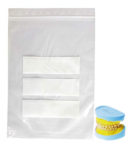 Dentalbeutel - Laborbeutel, 180x250+230mm, transparent, mit Beschriftungsfeld, Standard 50 my; 1000 Stück im Pack; Kängurubeutel, Druckverschlussbeutel mit Dokumententasche von Lacers