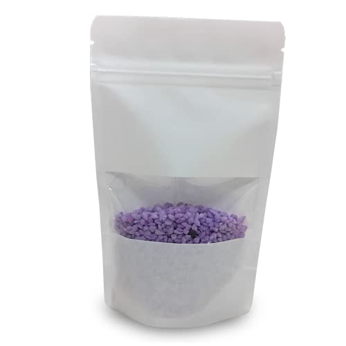 Lacers Klimaneutrale Standbodenbeutel aus Kraftpapier mit SICHTFENSTER in versch. Farben, Nachhaltig, ALU-Frei, Druckverschluss, UV Schutz, hohe Barriere-Eigenschaft (100, Weiss, 2000ml) von Lacers