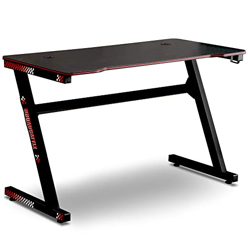 Gaming Tisch Schreibtisch Computertisch Desk Gamingdesk Table Gamertisch Gamingtisch mit Headset Halterung 120cm x 60cm Eckig von Lacestone