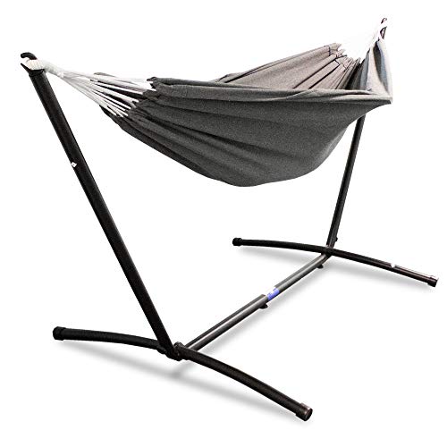 Lacestone Hängematte mit Gestell Hängeliege Relaxliege Outdoor Indoor 180x140 bis 120Kg (Anthrazit) von Lacestone