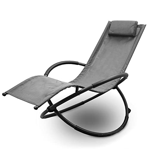 Lacestone Relax Liege Liegestuhl Gartenliege Sonnenliege Klappsessel Relaxliege Schaukelliege Klappbar (1x Relaxliege, Anthrazit) von Lacestone