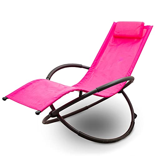 Lacestone Relax Liege Liegestuhl Gartenliege Sonnenliege Klappsessel Relaxliege Schaukelliege Klappbar (1x Relaxliege, Pink) von Lacestone