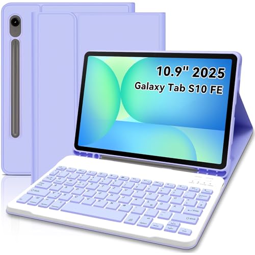 Tastatur Hülle für Samsung Galaxy S10 FE 10.9 Zoll 2025 / S9 FE 10.9 Zoll 2023 / S9 11 Zoll 2023, Schutzhülle mit Pencil Halter QWERTZ Layout, Magnetisch Abnehmbarer von Lachesis