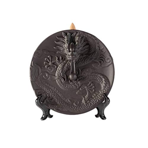 lachineuse – Räucherbrunnen Dragon Disc – Wasserfall-Räuchergefäß 20 cm – Terrakotta – Räucherstäbchenhalter für Innendekoration – asiatische chinesische Zen-Dekoration – Räuchergefäß von lachineuse