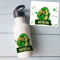 Personalisierte Wasserflasche Vorname T Rex Dinosaurier|Wasserflasche Mit Strohhalm|Isolierte Wasserflasche|Wiederverwendbare Wasserflasche|Kürbis von Lachouettemauve