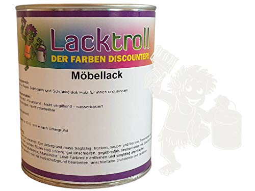 Möbellack Verkehrsweiß RAL 9016 seidenglänzend 750ml von Lacktroll