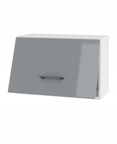 Hängeschrank Küche 50 cm - Kompakter Oberschrank mit Klapptür - praktischer Stauraum - hochwertige Möbelplatte - einfacher Selbstmontage - ideal für kleine und große Küchen (graues Acryl glänzend) von Laclar