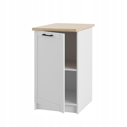 Küchenschrank Stehend mit Türen und Arbeitsplatte - 45 cm breit - 16 mm Möbelplatte - universelle Türöffnung links oder rechts - mit Eiche Craft Gold K003 Arbeitsplatte – Perfekt für Ihre Küche von Laclar