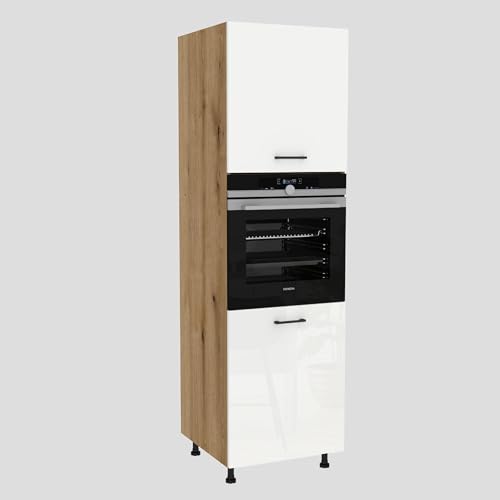 Laclar Backofenumbauschrank Capri 60x207x58 cm - Küchenschrank - Hochschrank - mit Soft-Close Türen & Einlegeböden - Eiche Evoke, weißes Acryl Laclar Backofenumbauschrank Capri 60x207x58 cm - Küchenschrank - Hochschrank - mit Soft-Close Türen & Einlegeböden - Eiche Evoke, weißes Acryl von Laclar