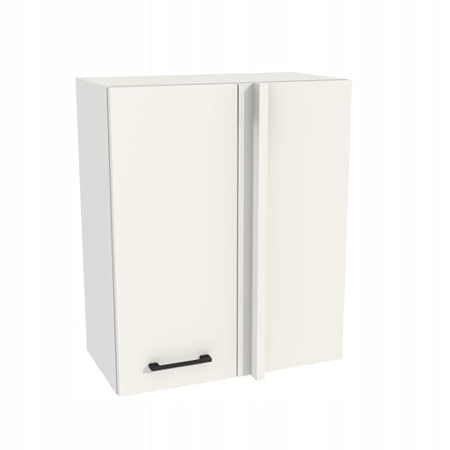 Laclar Eck-Hängeschrank Capri 65x72x32 cm - Küchenschrank mit Tür & Soft-Close Scharnieren - 2 Einlegeböden - Laminat 16 mm - modernes Design - Wandmontage - Weiß Matt/Weiß von Laclar