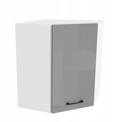 Laclar Eck-Hängeschrank Küche Capri 60x32x72 cm - Küchen Hängeschrank mit Soft-Close Tür - 2 Einlegeböden & Stauraum - Wandschrank zur Selbstmontage - modernes Design - Grau-Acryl Hochglanz/Weiß Laclar Eck-Hängeschrank Küche Capri 60x32x72 cm - Küchen Hängeschrank mit Soft-Close Tür - 2 Einlegeböden & Stauraum - Wandschrank zur Selbstmontage - modernes Design - Grau-Acryl Hochglanz/Weiß von Laclar