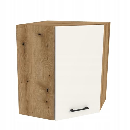 Laclar Eck-Hängeschrank Küche Capri 60x32x72 cm - Oberschrank Eckschrank mit Soft-Close Tür & 2 Einlegeböden - Moderner Wandschrank - zur Selbstmontage - Korpus Eiche Evoke, Front Weiß matt Laclar Eck-Hängeschrank Küche Capri 60x32x72 cm - Oberschrank Eckschrank mit Soft-Close Tür & 2 Einlegeböden - Moderner Wandschrank - zur Selbstmontage - Korpus Eiche Evoke, Front Weiß matt von Laclar
