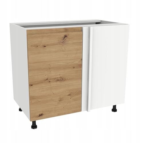 Laclar FREZO Eck-Unterschrank - Grifflos - Soft-Close - Modern - Optimale Raumnutzung & Stauraum - 105x52x82 cm - Weißfront grifflos Eiche Artisan von Laclar