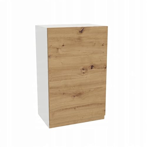 Laclar FREZO Küchen-Oberschrank - Grifflos - Soft-Close - Modern - Stilvolle und funktionale Ergänzung für Ihre Küche - 45x32x72 cm - Weißfront grifflos Eiche Artisan von Laclar