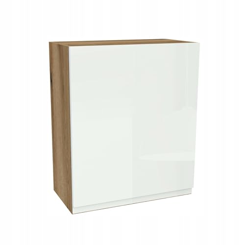 Laclar FREZO Küchen-Oberschrank - Grifflos - Soft-Close - Modern - Stilvolle und funktionale Ergänzung für Ihre Küche - 60x32x72 cm - Eiche Evoke Front grifflos Weiß Glanz von Laclar