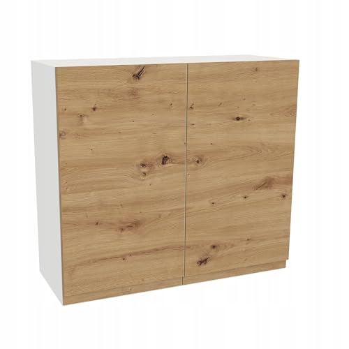Laclar FREZO Küchen-Oberschrank - Grifflos - Soft-Close - Modern - Stilvolle und funktionale Ergänzung für Ihre Küche - 80x32x72 cm - Weißfront grifflos Eiche Artisan von Laclar