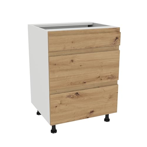 Laclar FREZO Küchen-Unterschrank mit Schubladen - Grifflos - Soft-Close - Modern - Ergonomische Stauraumlösung für Ihre Küche - 60x48,5x72 cm - Weißfront grifflos Eiche Artisan Laclar FREZO Küchen-Unterschrank mit Schubladen - Grifflos - Soft-Close - Modern - Ergonomische Stauraumlösung für Ihre Küche - 60x48,5x72 cm - Weißfront grifflos Eiche Artisan von Laclar