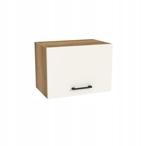 Laclar Hängeschrank Küche Capri 50x32x36 cm - Oberschrank für Dunstabzugshaube mit Soft-Close Tür - Moderner Küchen Wandschrank - Selbstmontage, Stauraum - Korpus Eiche Evoke, Front Weiß matt von Laclar