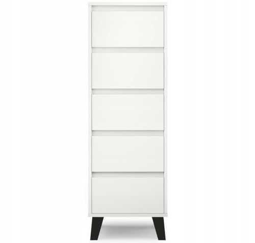 Laclar Kommode 40x120x39 cm - mit 5 Schubladen - laminierte Oberfläche - mit gefrästen Griffen - weiß matt von Laclar