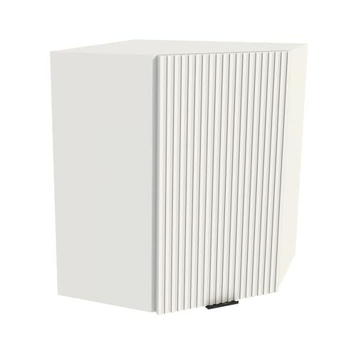 Laclar Küchen Eck-Oberschrank VIGO 60x32x72cm - RYFLA Matt Weiß Front - Modernes Hängeregal für Küche - Mit Soft-Close & 2 Einlegeböden von Laclar