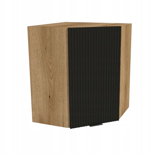 Laclar Küchen Eckschrank Hängeschrank VIGO RYFLA - Küchenoberschrank Schwarz Matt & Eiche Optik - Soft-Close - 60x72x32 cm - Modernes Design für Ihre Küche von Laclar