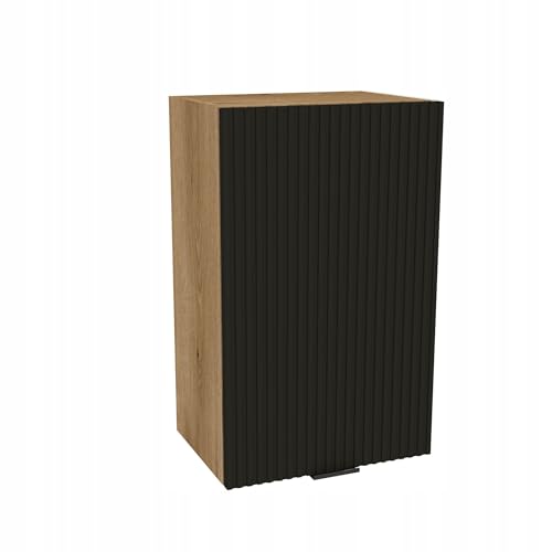 Laclar Küchen Hängeschrank VIGO RYFLA - Küchenoberschrank Schwarz Matt & Evoke Eiche Optik - Soft-Close- 45x72x32 cm - Modernes Design - Stilvolle Aufbewahrung von Laclar