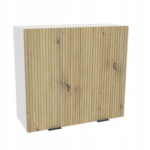Laclar Küchen Hängeschrank VIGO RYFLA - Modern Weiß & Artisan Eiche Optik - Soft-Close - 80x72x32 cm Oberschrank - Design Küchenmöbel zur Selbstmontage von Laclar