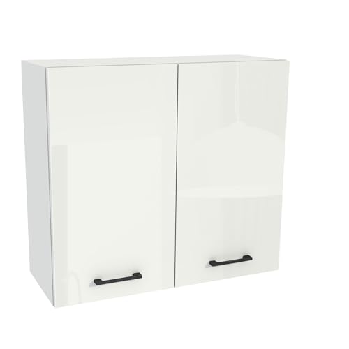 Laclar Küchenoberschrank Hängeschrank Capri 80x72x32 cm - moderner Wandküchenschrank mit Soft-Close Tür, Regal und Griff - Küchenmöbel Stauraum Aufbewahrung - Weiß Acryl Hochglanz/Weiß Laclar Küchenoberschrank Hängeschrank Capri 80x72x32 cm - moderner Wandküchenschrank mit Soft-Close Tür, Regal und Griff - Küchenmöbel Stauraum Aufbewahrung - Weiß Acryl Hochglanz/Weiß von Laclar