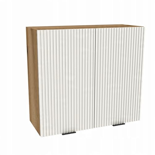 Laclar Küchenoberschrank VIGO Hängeschrank mit 2 Einlegeböden & Soft-Close - Modernes Rillen-Design (80x32x72 cm) von Laclar