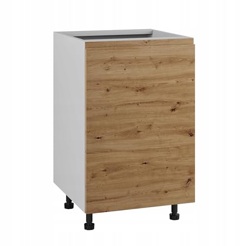 Laclar Küchenschrank aus der LUGO-Serie - grifflos - mit Acrylfronten und MDF - 50x52,8x82 cm - mit verstellbaren Füßen - ideal für Moderne Küchen - Artisan-Eiche von Laclar