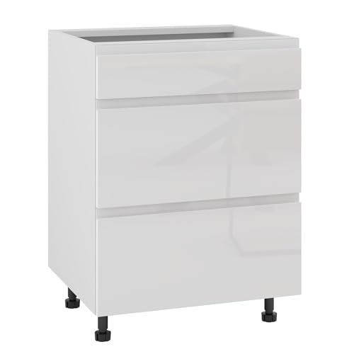 Laclar Küchenschrank - mit Metabox-Schubladen - grifflose Ausführung - mit verstellbaren Füßen - zum Selbstaufbau - modern - ideal für Ofen und Mikrowelle - weißer Acrylglanz Laclar Küchenschrank - mit Metabox-Schubladen - grifflose Ausführung - mit verstellbaren Füßen - zum Selbstaufbau - modern - ideal für Ofen und Mikrowelle - weißer Acrylglanz von Laclar