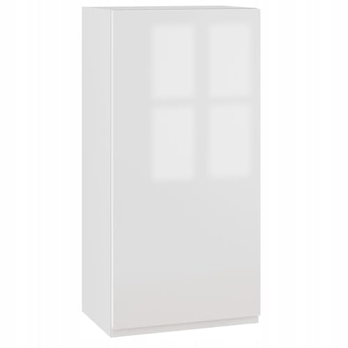 Laclar Küchenschrank mit griffloser Front - MDF-Acryl - 1 Tür - 3 Regale - Flexibles Türöffnungsdesign - langlebige Laminatbeschichtung - Perfekt für Moderne Küchen - weißer Acrylglanz von Laclar