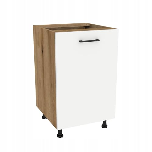 Laclar Küchenunterschrank Capri 50x48,5x82 cm - Küchenschrank mit Soft-Close - Einlegeboden & Griff - moderner Unterschrank Küche - Eiche Evoke, Front Weiß matt Laclar Küchenunterschrank Capri 50x48,5x82 cm - Küchenschrank mit Soft-Close - Einlegeboden & Griff - moderner Unterschrank Küche - Eiche Evoke, Front Weiß matt von Laclar