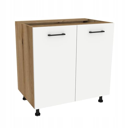 Laclar Küchenunterschrank Capri 80x48,5x82 cm - Küchenschrank mit Soft-Close - Einlegeboden & Griff - moderner Unterschrank Küche - Eiche Evoke, Front Weiß matt Laclar Küchenunterschrank Capri 80x48,5x82 cm - Küchenschrank mit Soft-Close - Einlegeboden & Griff - moderner Unterschrank Küche - Eiche Evoke, Front Weiß matt von Laclar