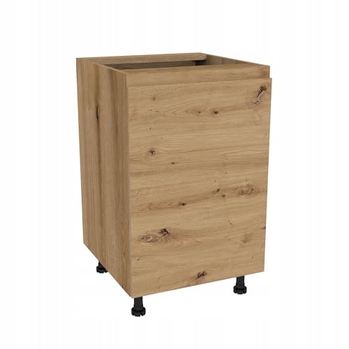 Laclar LUGO Küchen-Unterschrank - Grifflos - Modern - Mit Klappenfront & Einlegeböden - Stilvolle Stauraumlösung für Ihre Küche - 50x48,5x72 cm - Eiche Evoke Front Artisan Eiche von Laclar