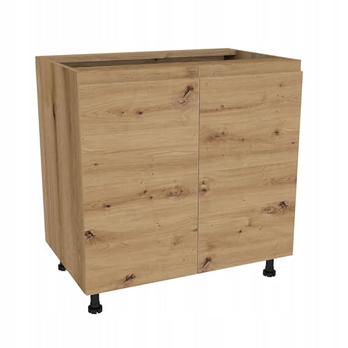 Laclar LUGO Küchen-Unterschrank - Grifflos - Modern - Mit Klappenfront & Einlegeböden - Stilvolle Stauraumlösung für Ihre Küche - 80x48,5x72 cm - Eiche Evoke Front Artisan Eiche von Laclar