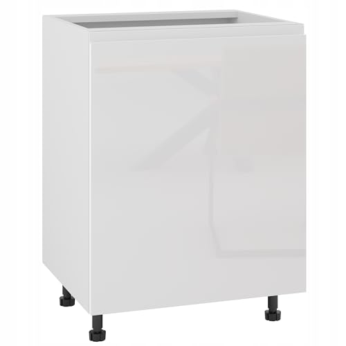Laclar Moderne Küchenunterschrank LUGO mit grifflosem Design - Acrylfronten - höhenverstellbaren Füßen - einem Regal und individuell anpassbarer Türöffnung - weißer Acrylglanz von Laclar