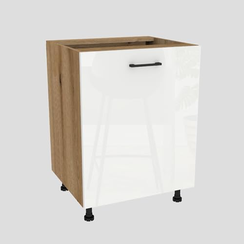 Laclar Unterschrank Küche Capri 50x82x48,5 cm - Küchenunterschrank - 1-türig - Soft-Close Scharniere - Küchenschrank - Selbstmontage - Küchenunterschrank - Eiche Evoke, weißes Acryl Hochglanz Laclar Unterschrank Küche Capri 50x82x48,5 cm - Küchenunterschrank - 1-türig - Soft-Close Scharniere - Küchenschrank - Selbstmontage - Küchenunterschrank - Eiche Evoke, weißes Acryl Hochglanz von Laclar