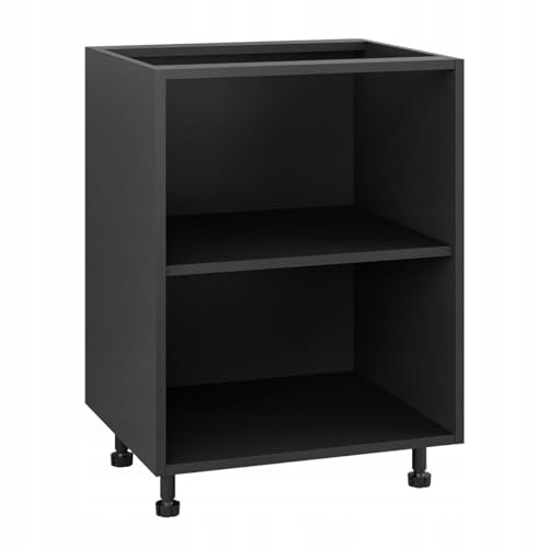 Modularer Unterer Küchenschrank 60 cm - ohne Arbeitsplatte - mit verstellbaren Füßen und Soft-Close - 18 mm Möbelplatte - einfach zu montieren - ideal für die Küche - Schwarz von Laclar