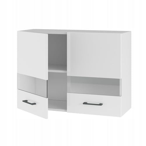 Parent Hängender Küchenschrank mit Vitrine 80 cm (weißes Acryl glänzend) von Laclar
