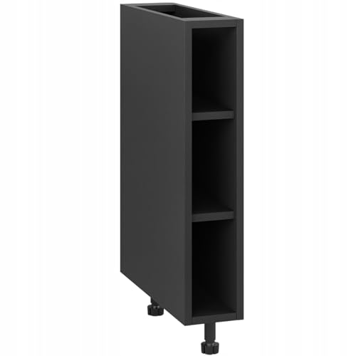 Unterer Küchenschrank 15/82 mit 2 Regalen - 18 mm Möbelplatte - höhenverstellbare Füße - für Selbstmontage - hochwertiges Laminat - flexible Kombination mit anderen Möbeln - Schwarz von Laclar
