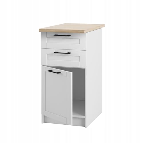 Unterschrank mit Arbeitsplatte und Schubladen 40 cm - hohe Qualität - zum Selbstaufbau - ideal für den Einbau von Backöfen (weiß matt Rahmen) von Laclar