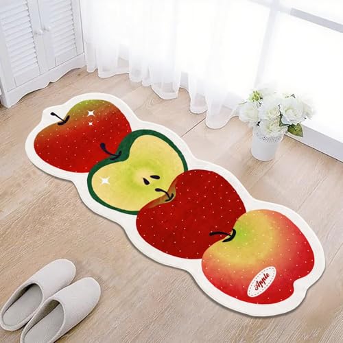 Lacomfy Apfel-Läuferteppich, waschbar, niedlicher roter Apfel-Teppich für Halloween, Weihnachten, rutschfester Obstbereich, geeignet für Schlafzimmer, Küche, Kinderzimmer, 60 x 160 cm, Rot Lacomfy Apfel-Läuferteppich, waschbar, niedlicher roter Apfel-Teppich für Halloween, Weihnachten, rutschfester Obstbereich, geeignet für Schlafzimmer, Küche, Kinderzimmer, 60 x 160 cm, Rot von Lacomfy